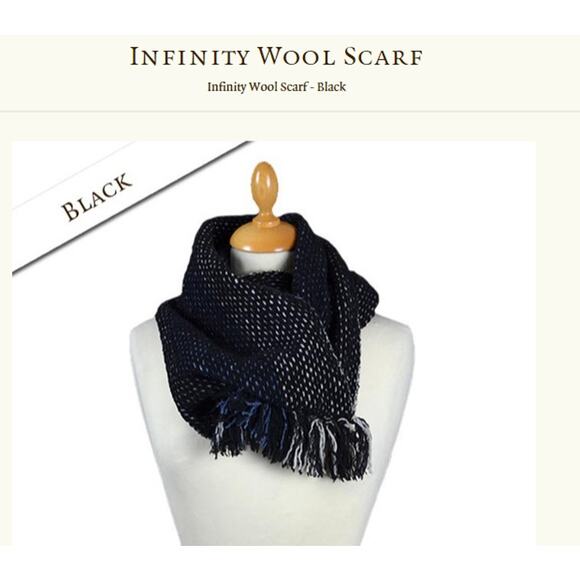 Aran Sweater Market Black Blue Wool Crossover Infinity Wrap Sweater Scarf O/S - Picture 1 of 9
